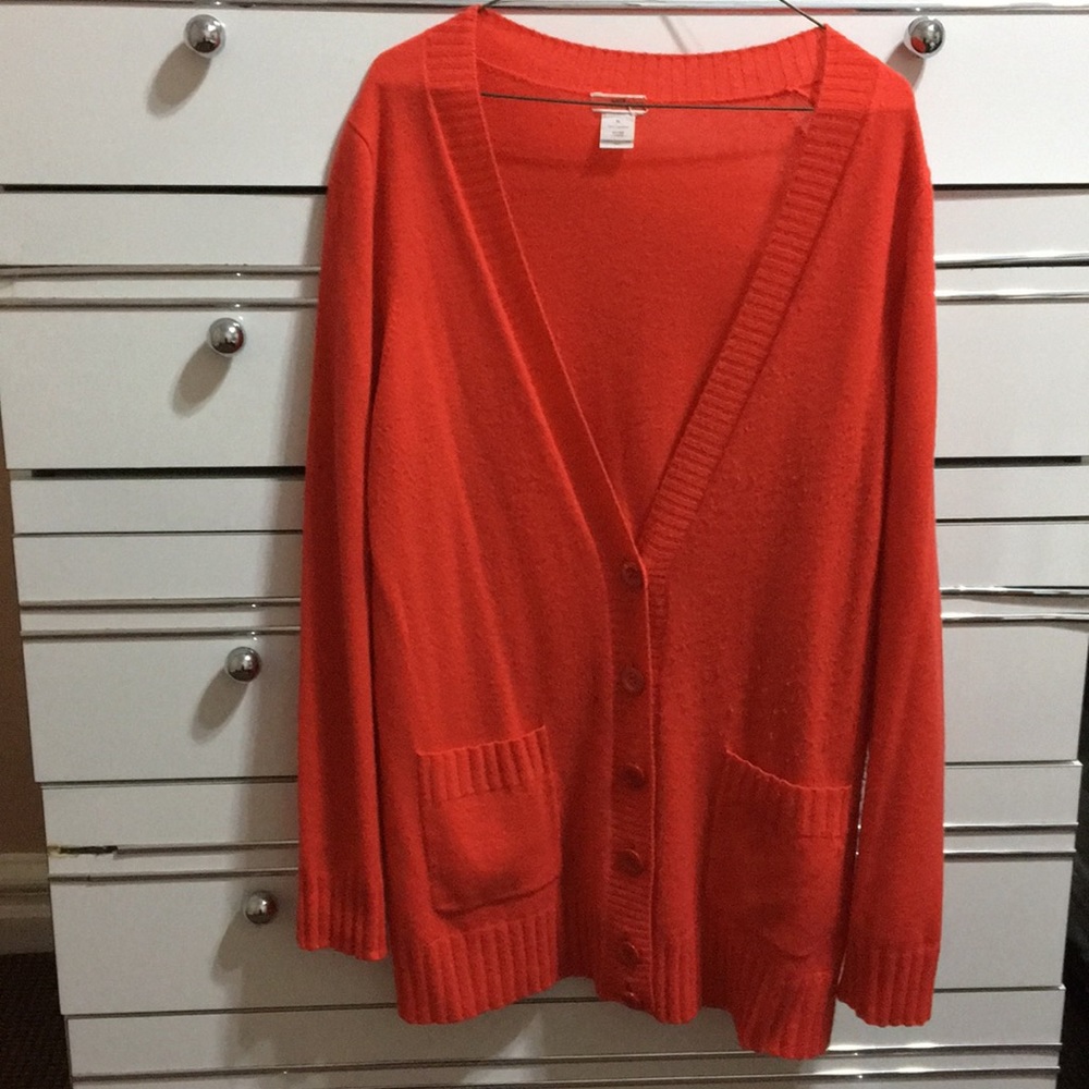 J. Crew Orange cashmere cardigan